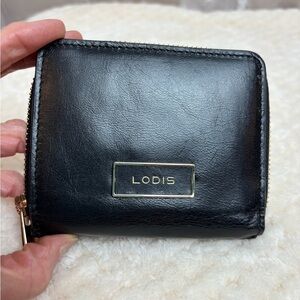 Lodis Black Leather Zip Around RFID Protection Wallet